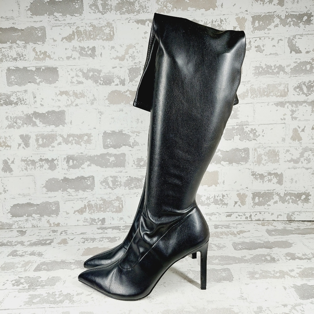 New  OPEN EDIT Kami Pointed Toe Over The Knee Boot In Black O535